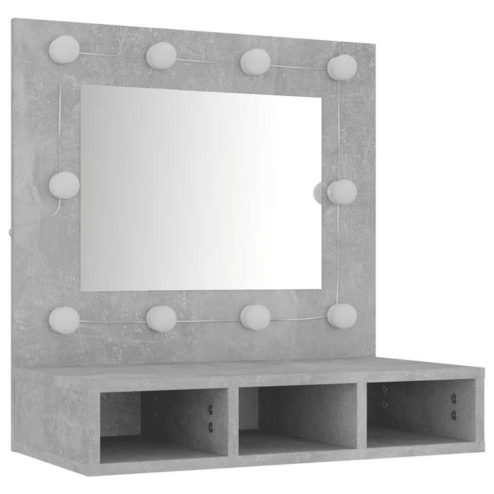 spejlskab med LED-lys 60x31,5x62 cm betongrå