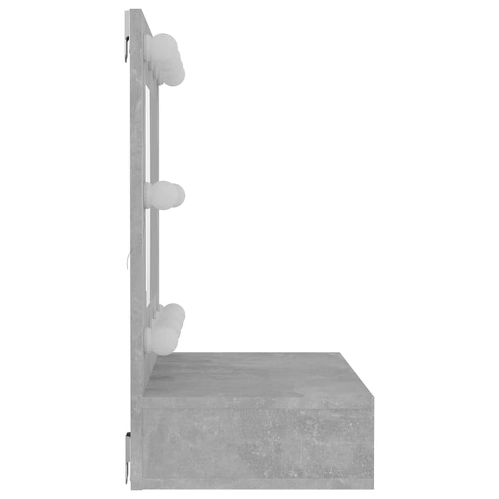 spejlskab med LED-lys 60x31,5x62 cm betongrå