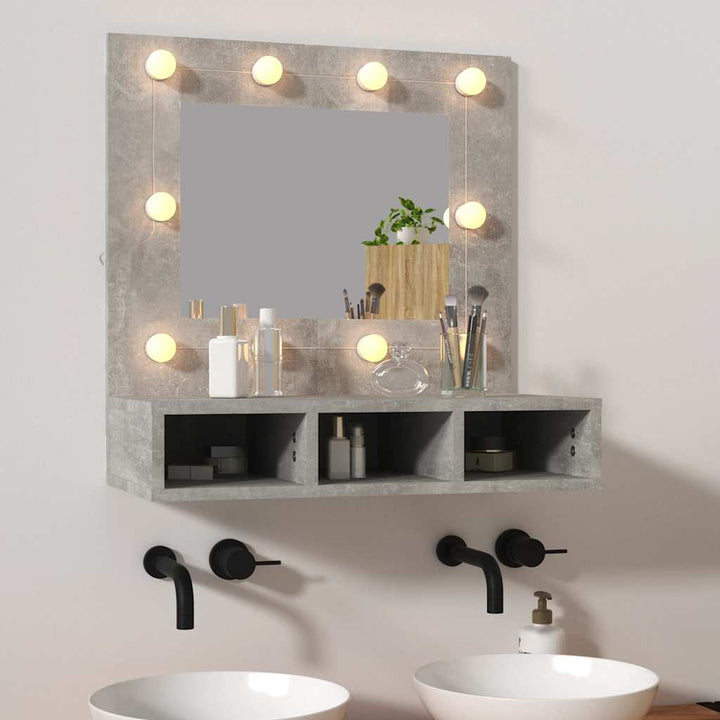 spejlskab med LED-lys 60x31,5x62 cm betongrå