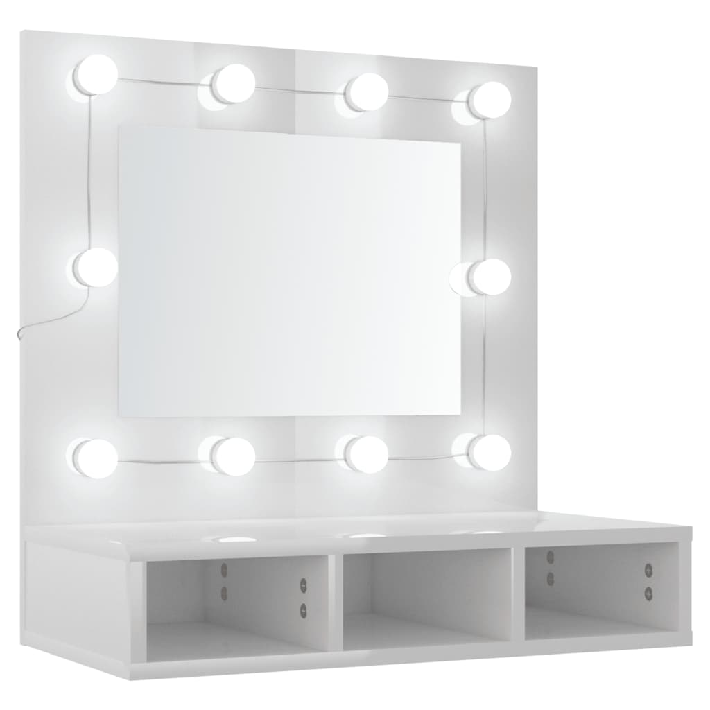 spejlskab med LED-lys 60x31,5x62 cm hvid højglans