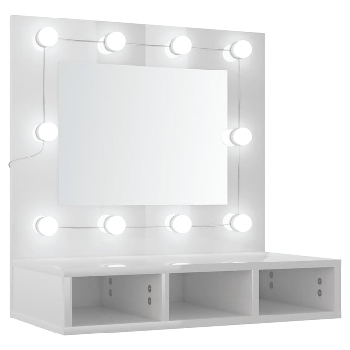 spejlskab med LED-lys 60x31,5x62 cm hvid højglans