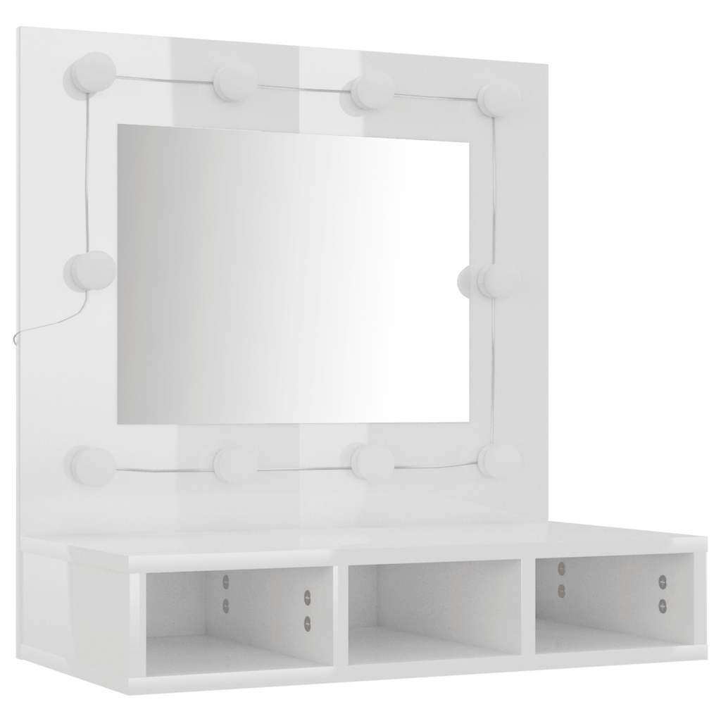 spejlskab med LED-lys 60x31,5x62 cm hvid højglans