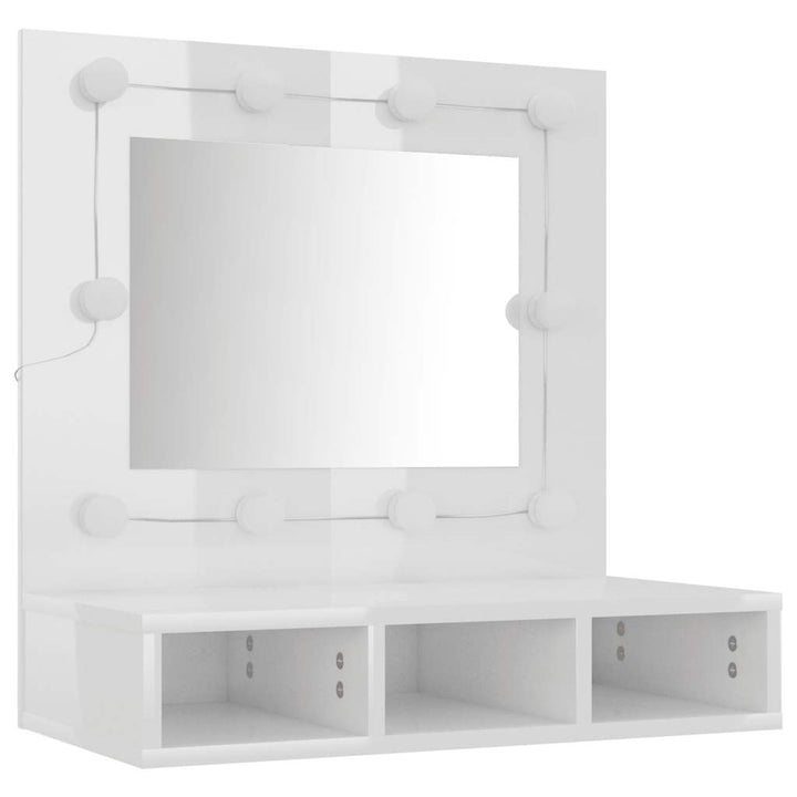 spejlskab med LED-lys 60x31,5x62 cm hvid højglans