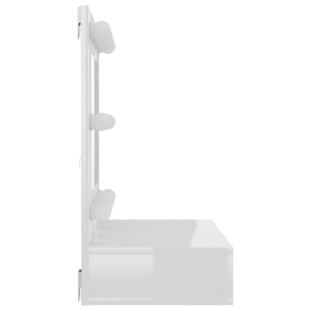 spejlskab med LED-lys 60x31,5x62 cm hvid højglans