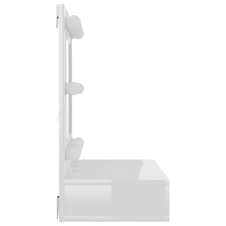 spejlskab med LED-lys 60x31,5x62 cm hvid højglans