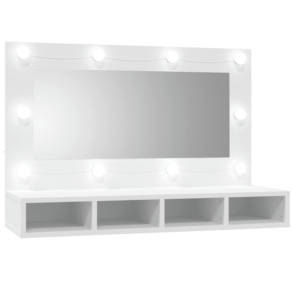 spejlskab med LED-lys 90x31,5x62 cm hvid