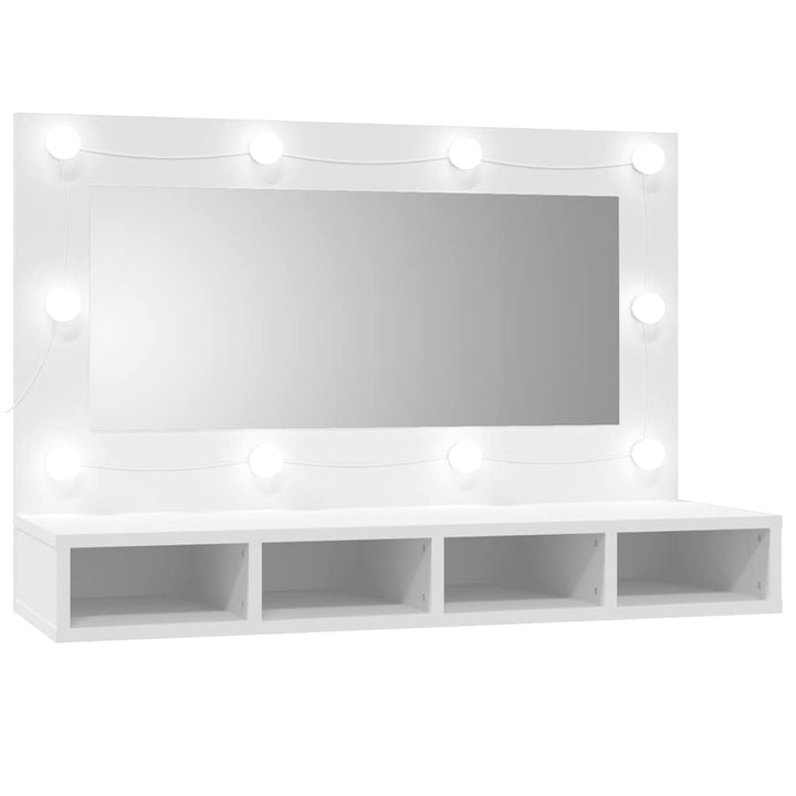 spejlskab med LED-lys 90x31,5x62 cm hvid
