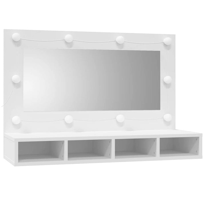 spejlskab med LED-lys 90x31,5x62 cm hvid