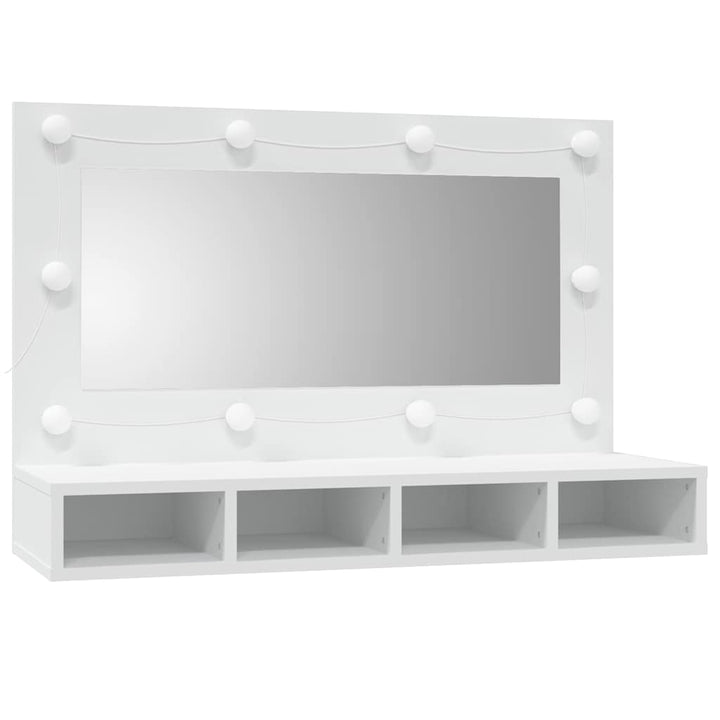 spejlskab med LED-lys 90x31,5x62 cm hvid