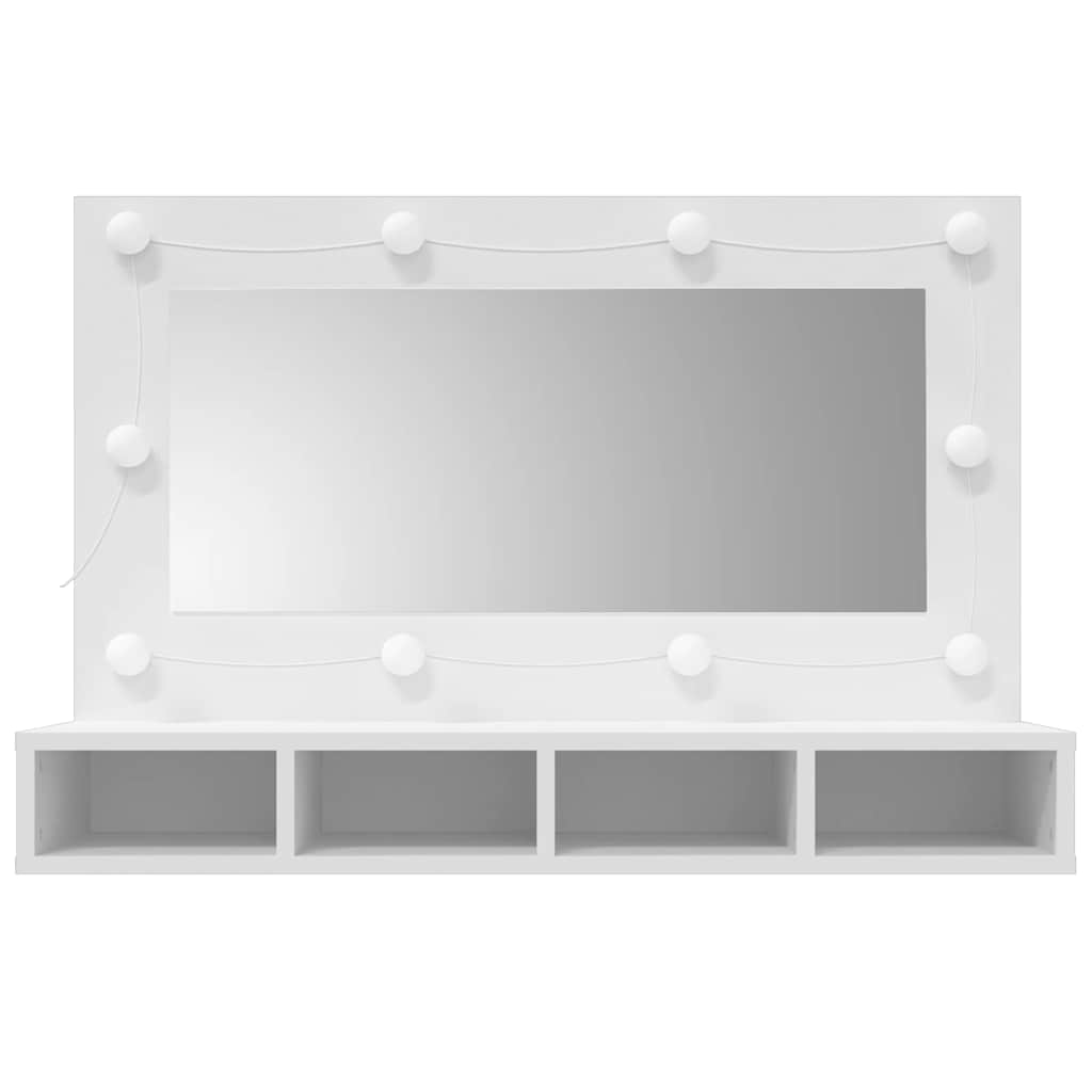 spejlskab med LED-lys 90x31,5x62 cm hvid