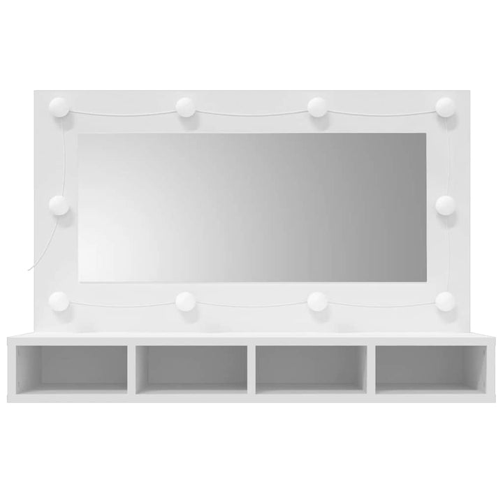 spejlskab med LED-lys 90x31,5x62 cm hvid