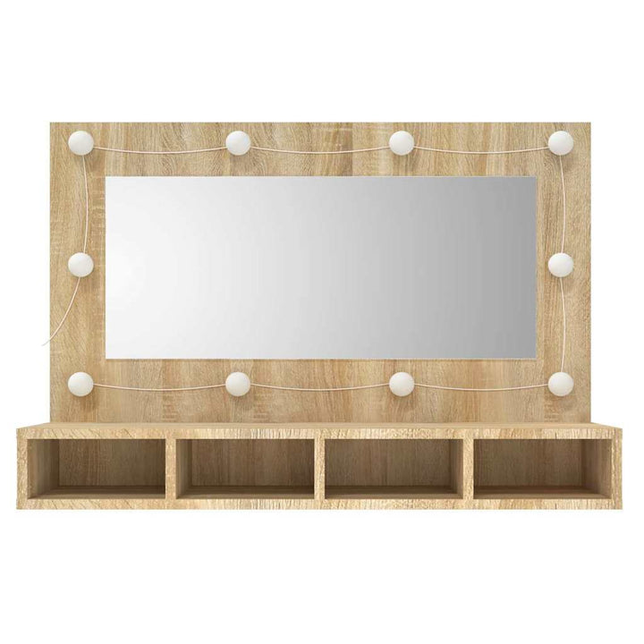 spejlskab med LED-lys 90x31,5x62 cm sonoma-eg