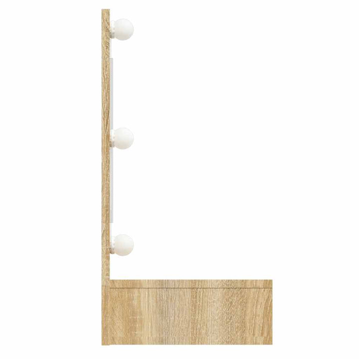 spejlskab med LED-lys 90x31,5x62 cm sonoma-eg