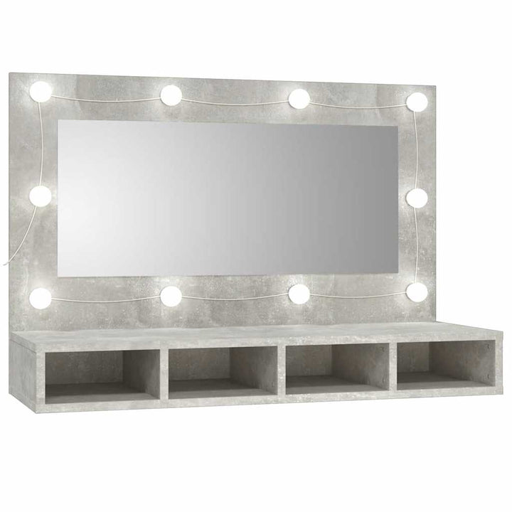 spejlskab med LED-lys 90x31,5x62 cm betongrå