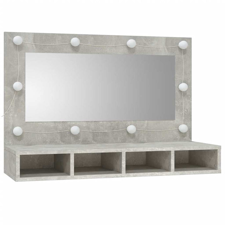 spejlskab med LED-lys 90x31,5x62 cm betongrå