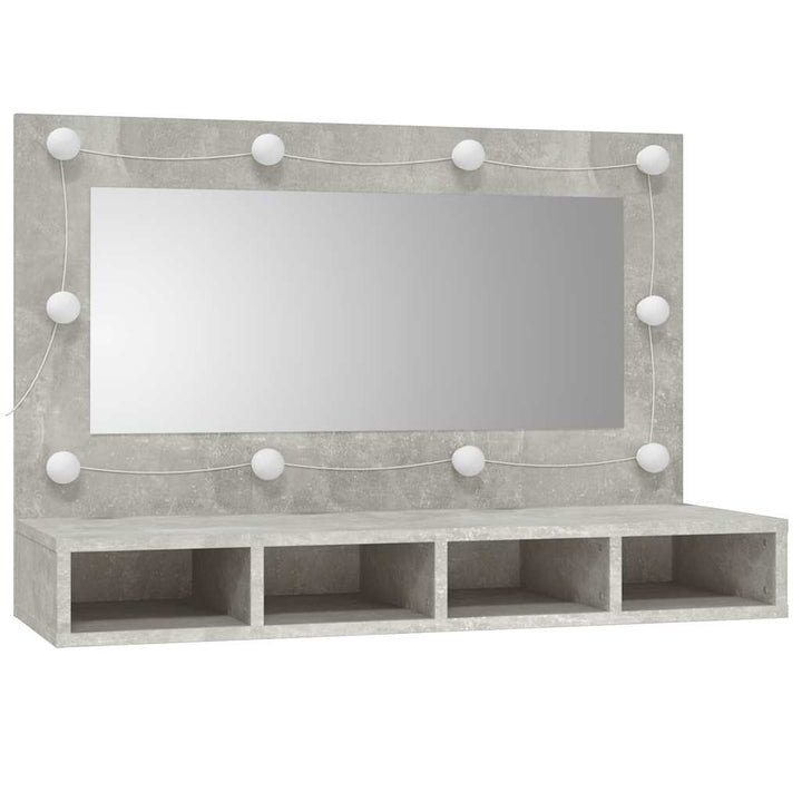 spejlskab med LED-lys 90x31,5x62 cm betongrå
