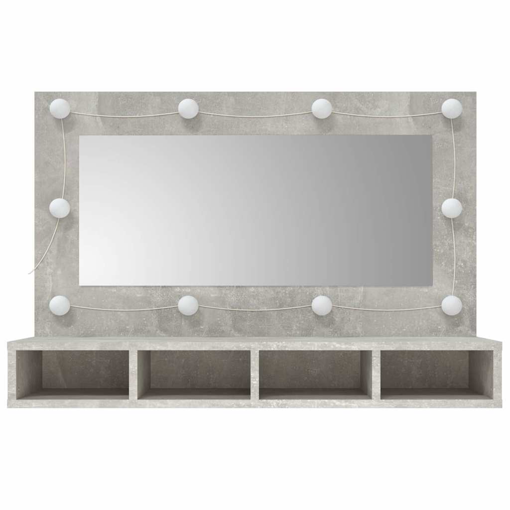 spejlskab med LED-lys 90x31,5x62 cm betongrå