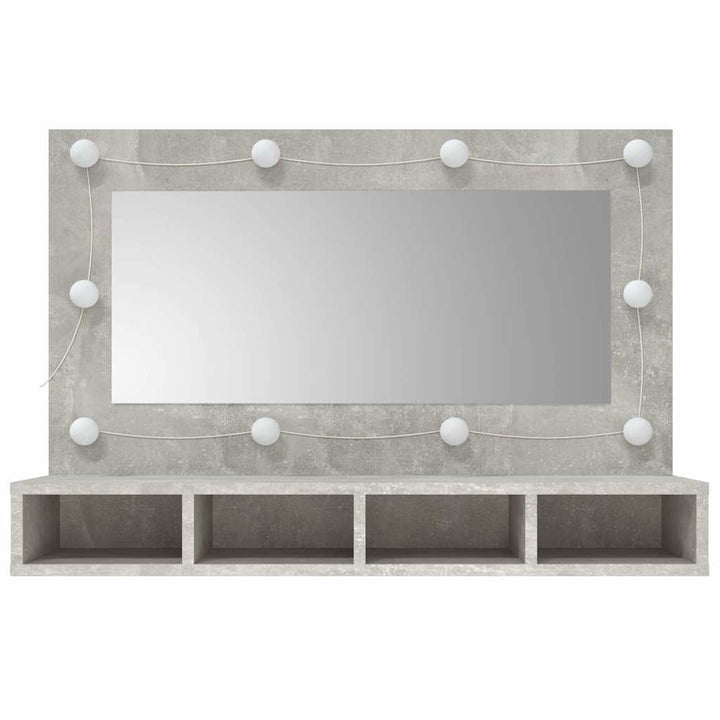 spejlskab med LED-lys 90x31,5x62 cm betongrå