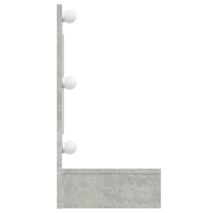 spejlskab med LED-lys 90x31,5x62 cm betongrå