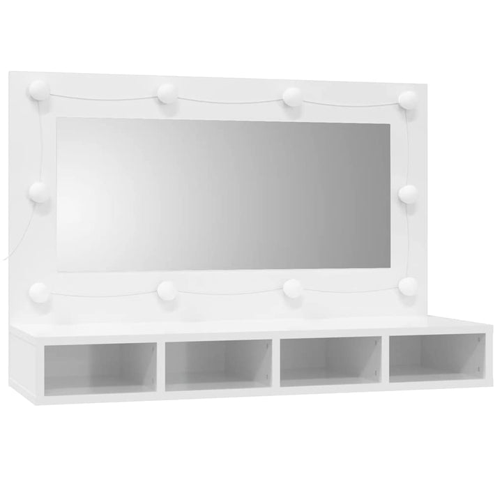 spejlskab med LED-lys 90x31,5x62 cm hvid højglans