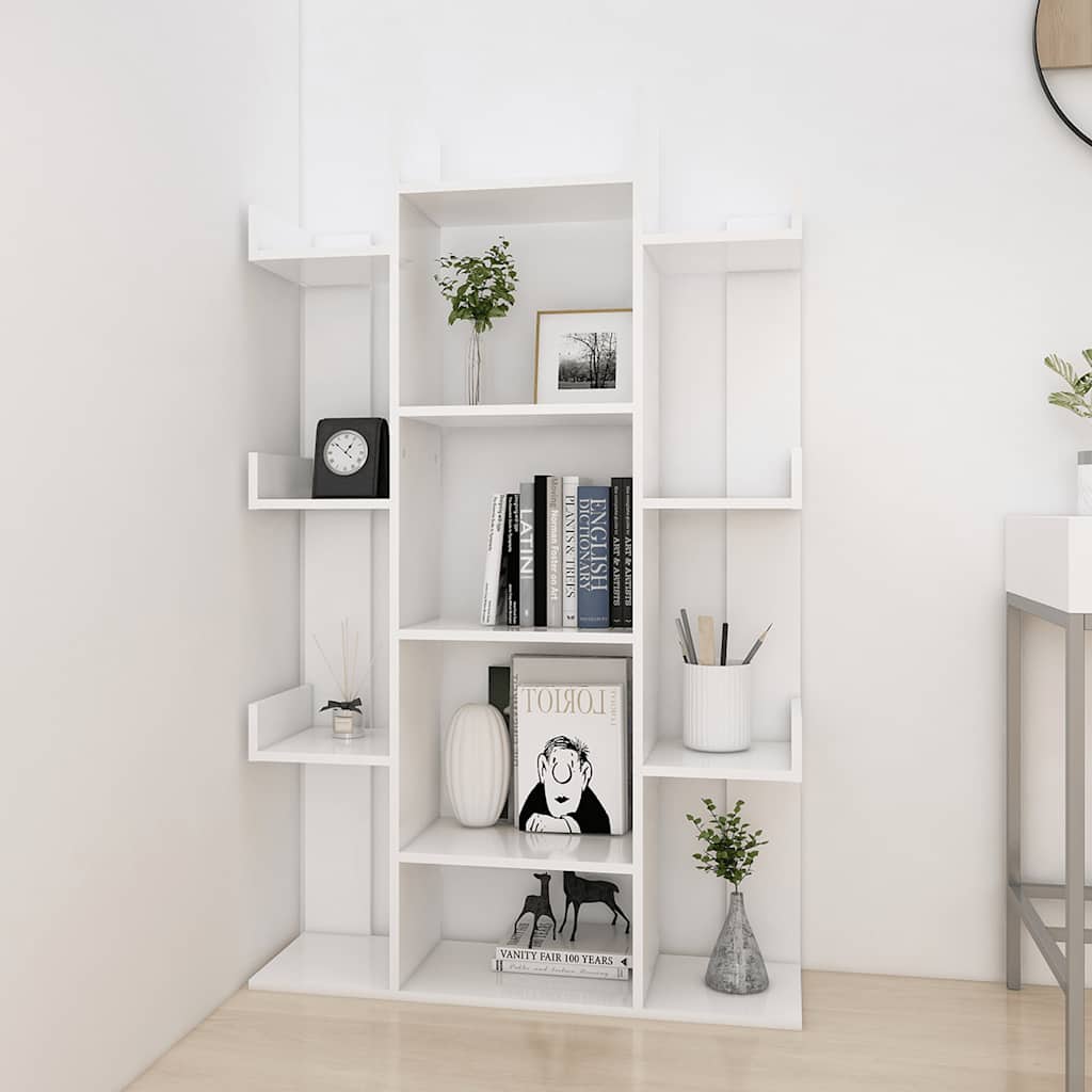 bogreol 86x25,5x140 cm konstrueret træ hvid