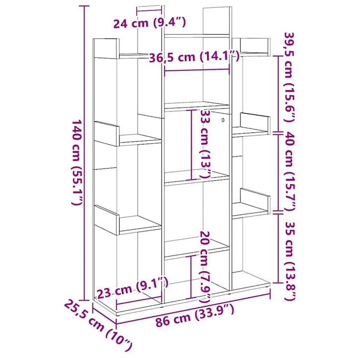 bogreol 86x25,5x140 cm konstrueret træ hvid