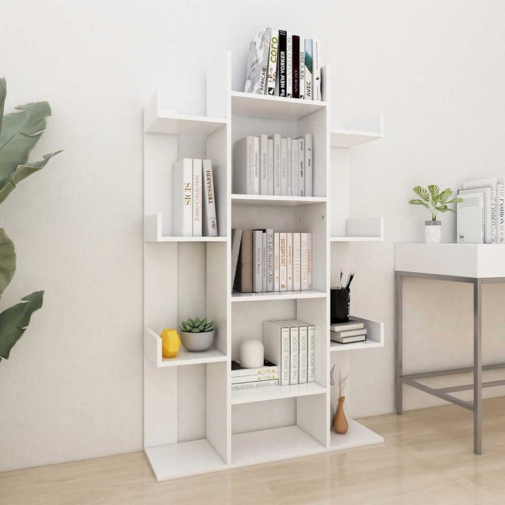 bogreol 86x25,5x140 cm konstrueret træ hvid