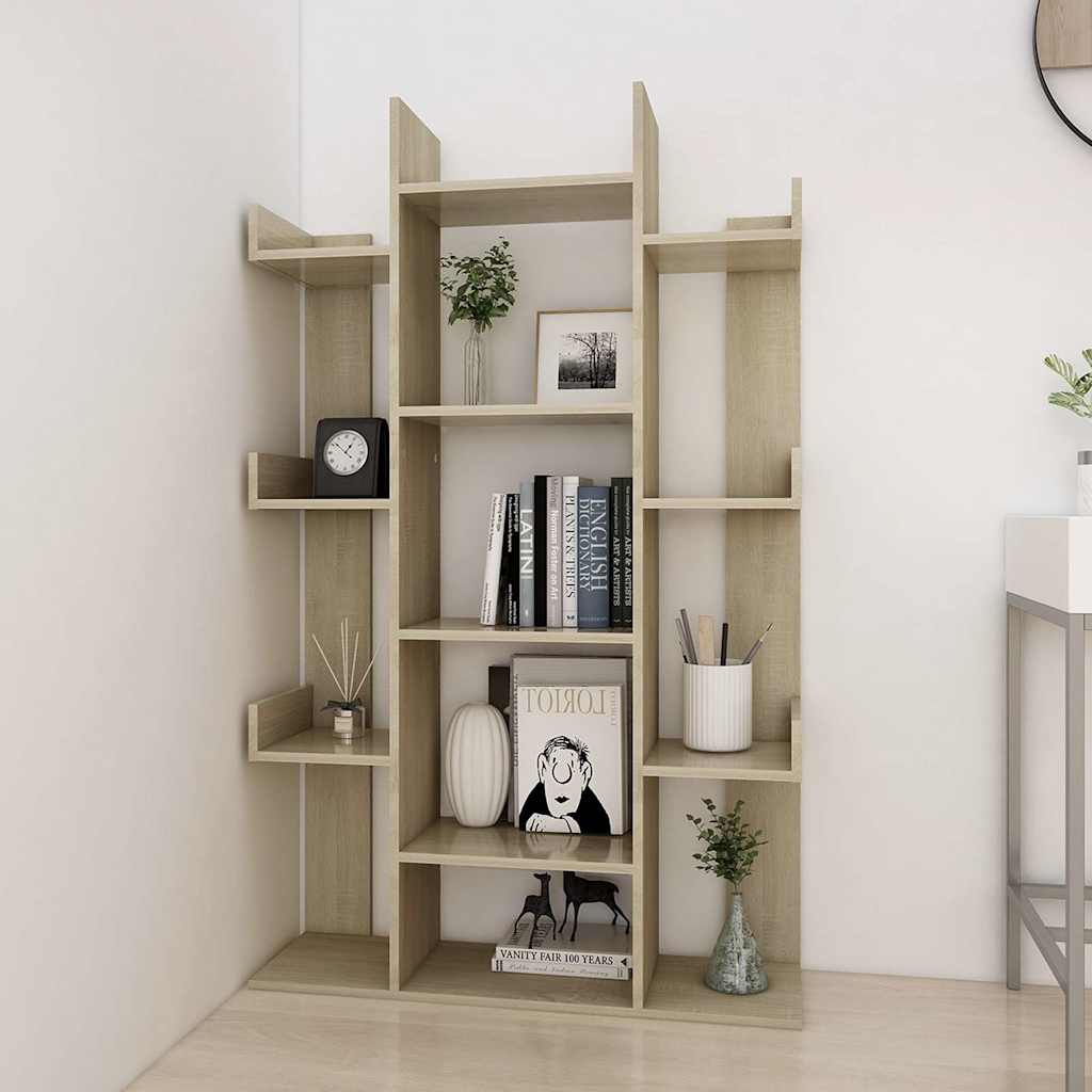 bogreol 86x25,5x140 cm konstrueret træ sonoma-eg
