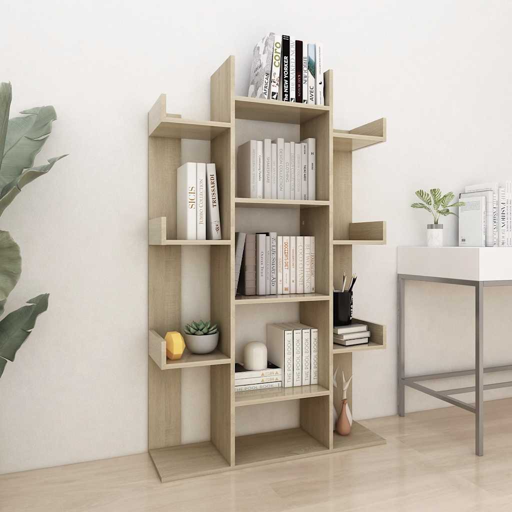 bogreol 86x25,5x140 cm konstrueret træ sonoma-eg