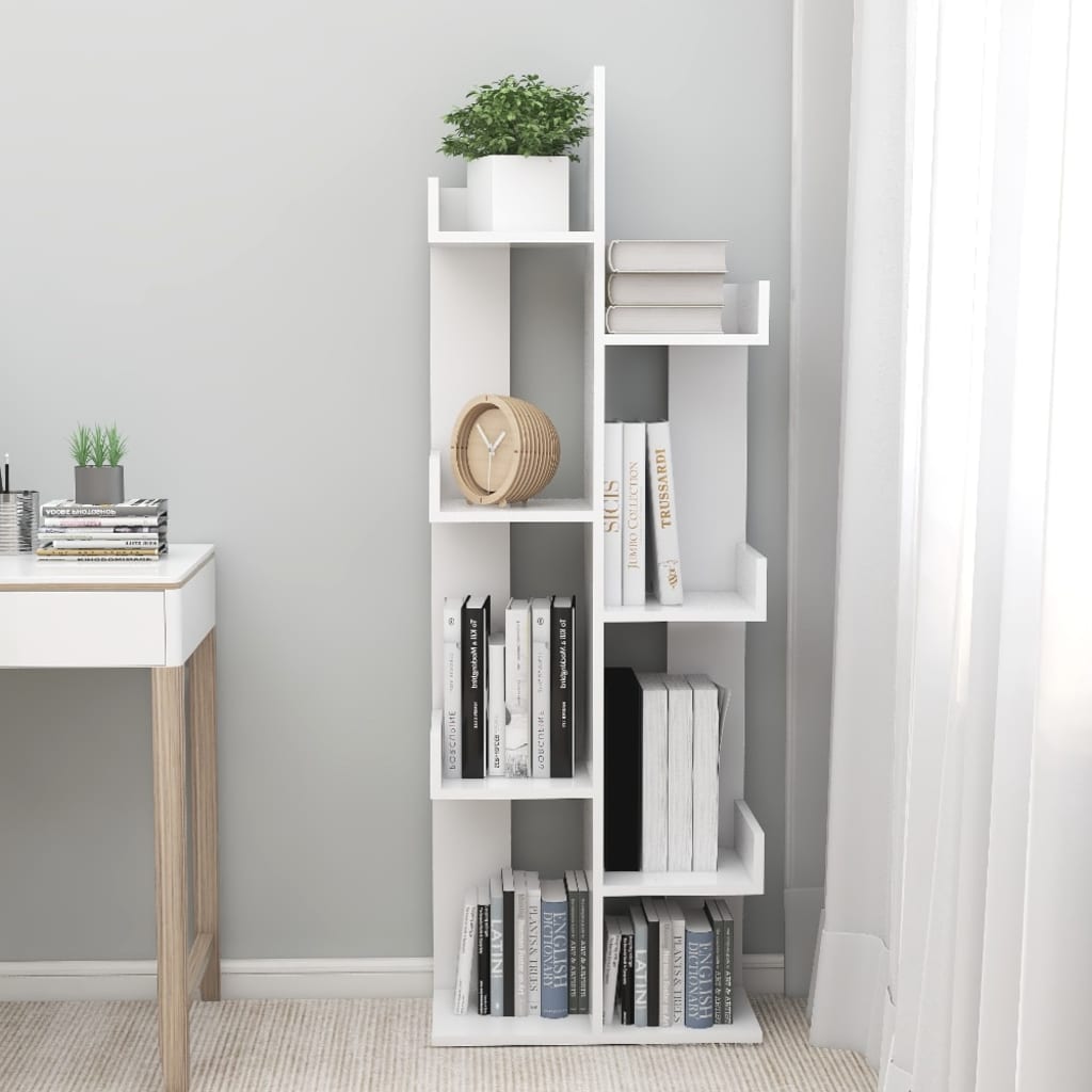 bogreol 48x25,5x140 cm konstrueret træ hvid