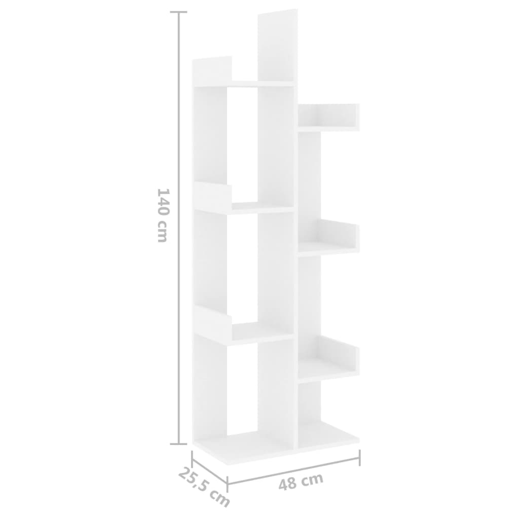 bogreol 48x25,5x140 cm konstrueret træ hvid