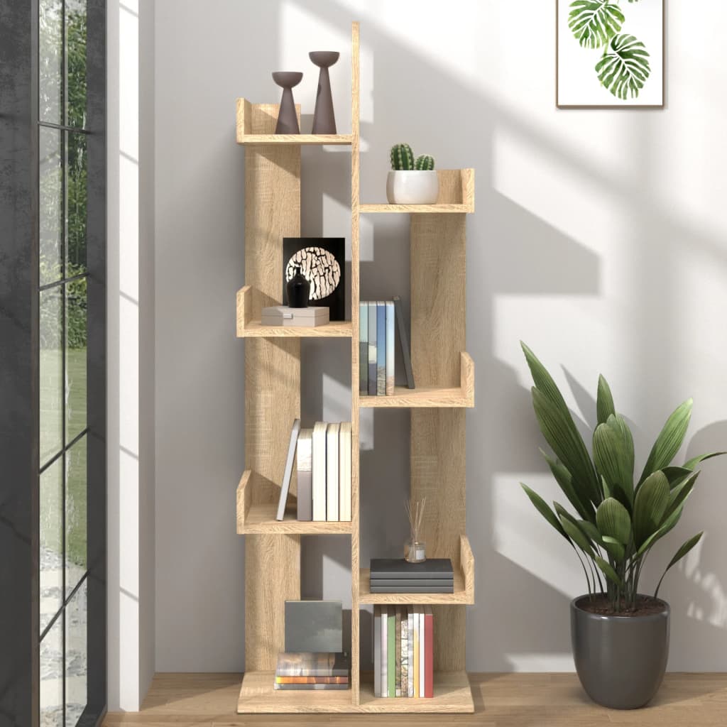 bogreol 48x25,5x140 cm konstrueret træ sonoma-eg