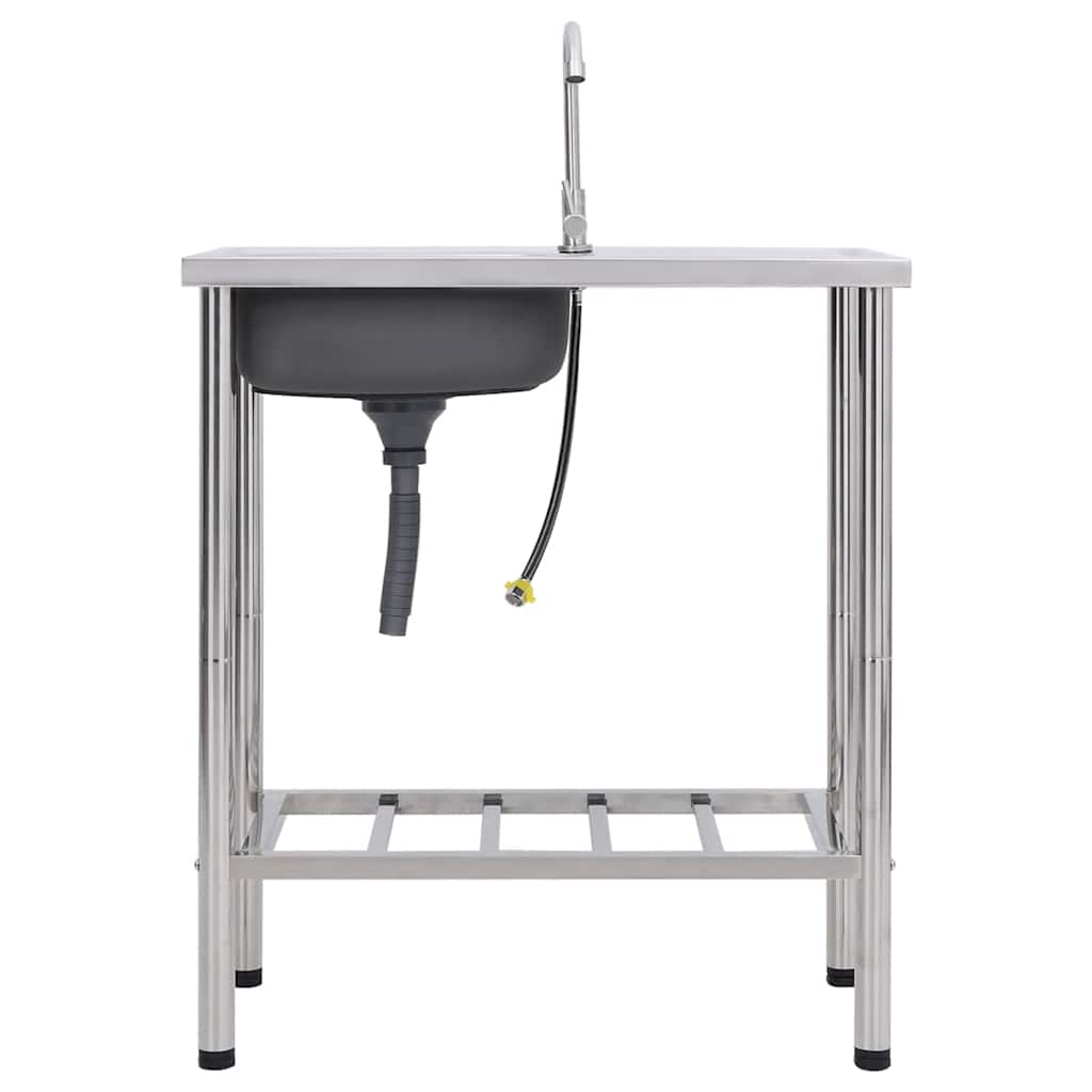 campingvask med hane enkelt vask rustfrit stål