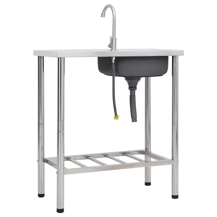 campingvask med hane enkelt vask rustfrit stål