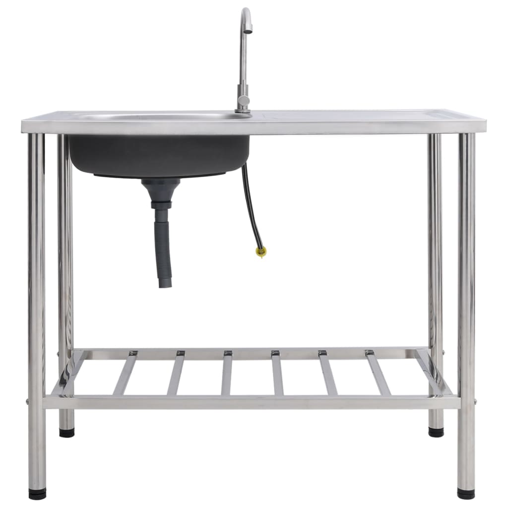 campingvask med hane enkelt vask rustfrit stål