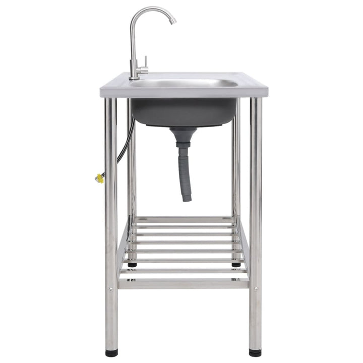 campingvask med hane enkelt vask rustfrit stål