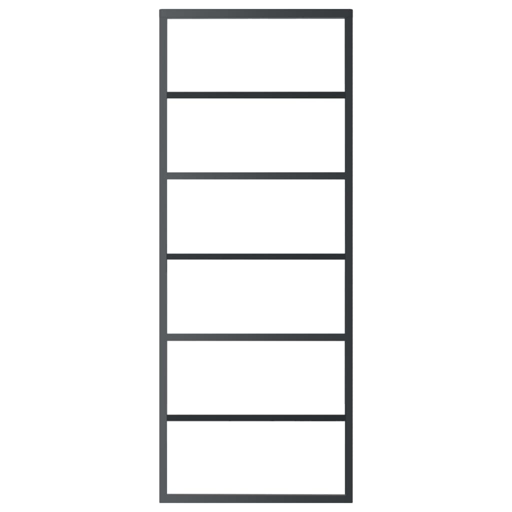 skydedør m. monteringssæt 76x205 cm sikkerhedsglas og aluminium