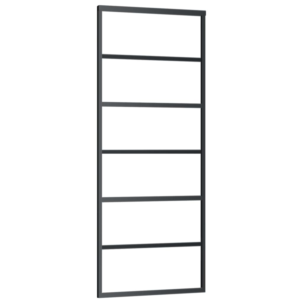 skydedør m. monteringssæt 76x205 cm sikkerhedsglas og aluminium