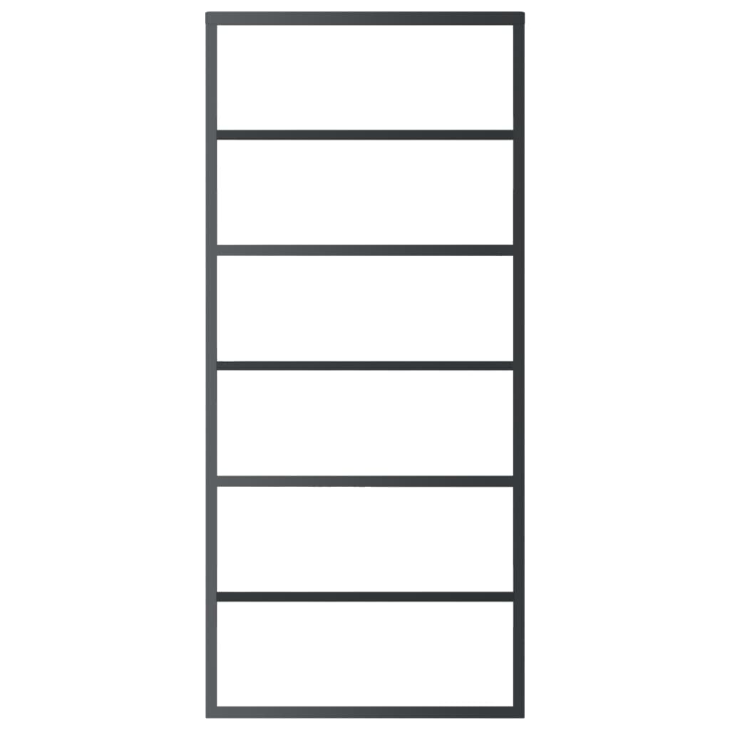 skydedør m. monteringssæt 90x205 cm sikkerhedsglas og aluminium