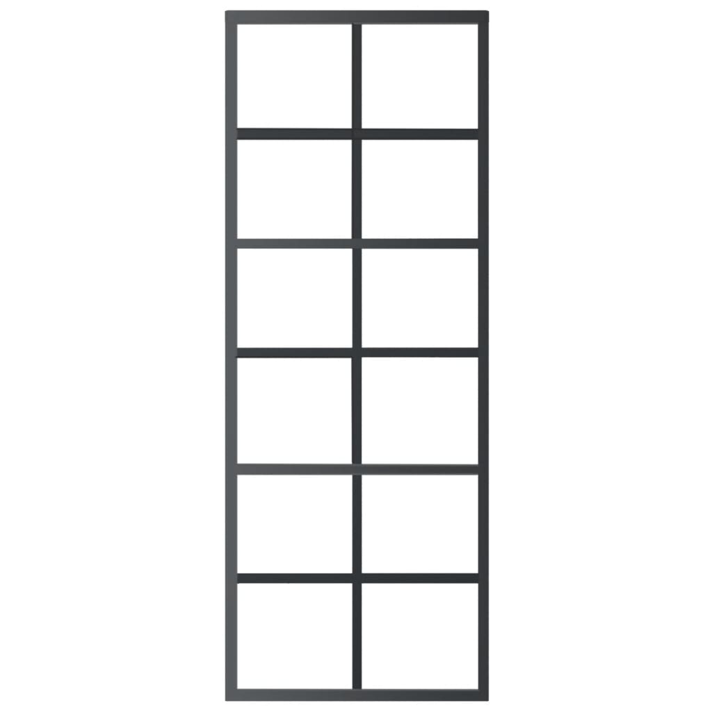 skydedør m. monteringssæt 76x205 cm sikkerhedsglas og aluminium