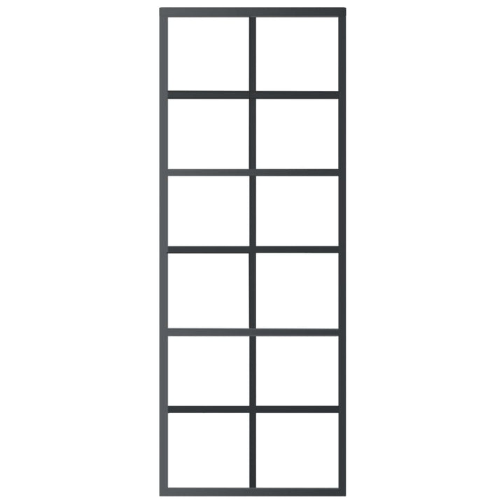 skydedør m. monteringssæt 76x205 cm sikkerhedsglas og aluminium