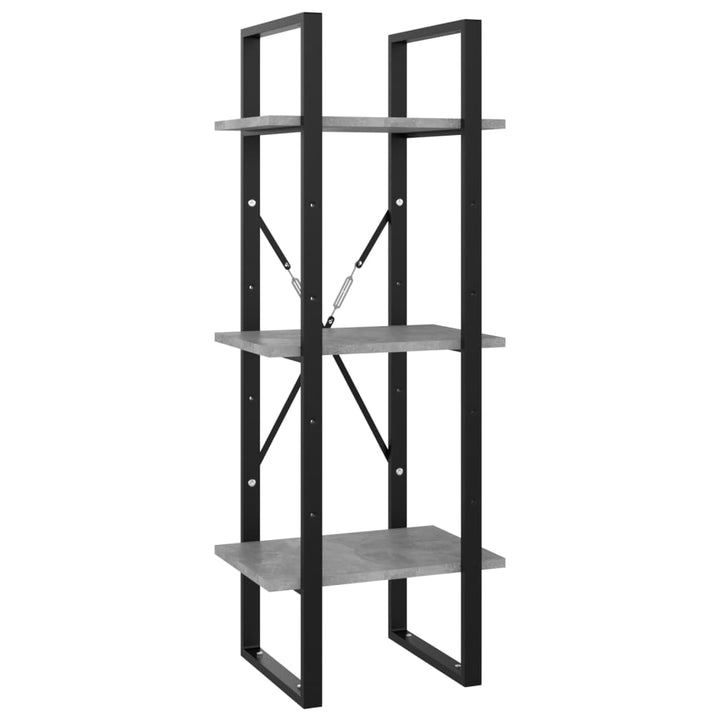 bogreol 5 hylder 40x30x175 cm konstrueret træ betongrå