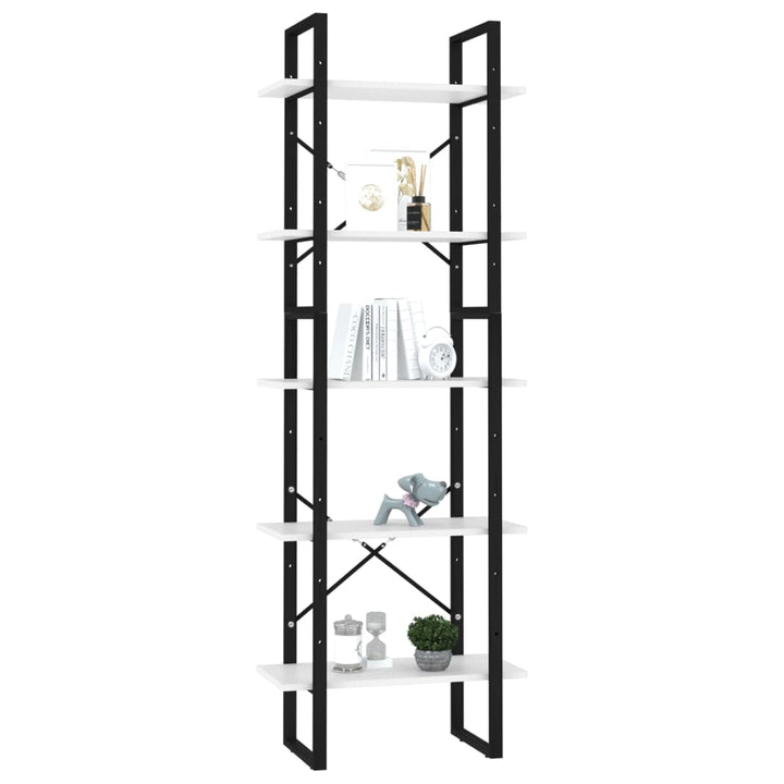 bogreol med 5 hylder 60x30x175 cm konstrueret træ hvid