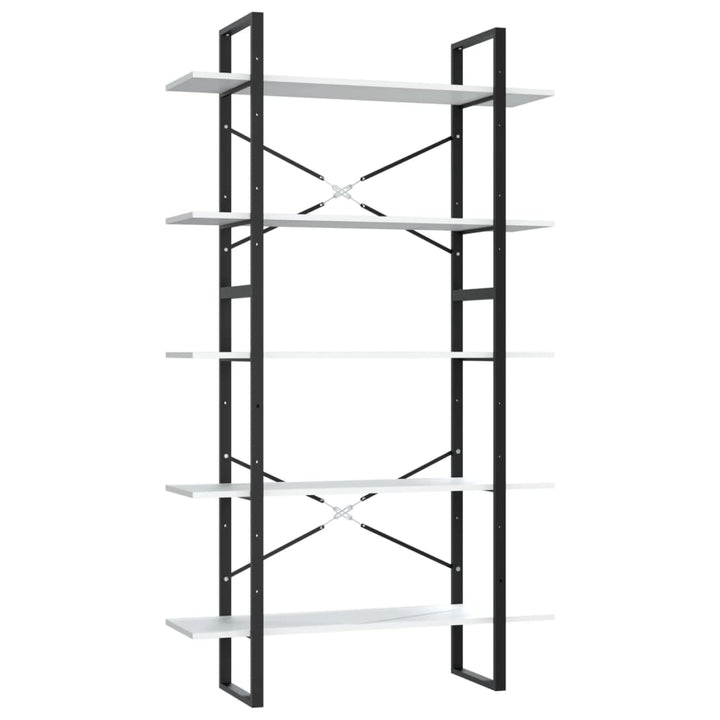 bogreol med 5 hylder 100x30x175 cm konstrueret træ hvid