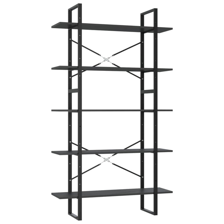 bogreol med 5 hylder 100x30x175 cm konstrueret træ grå