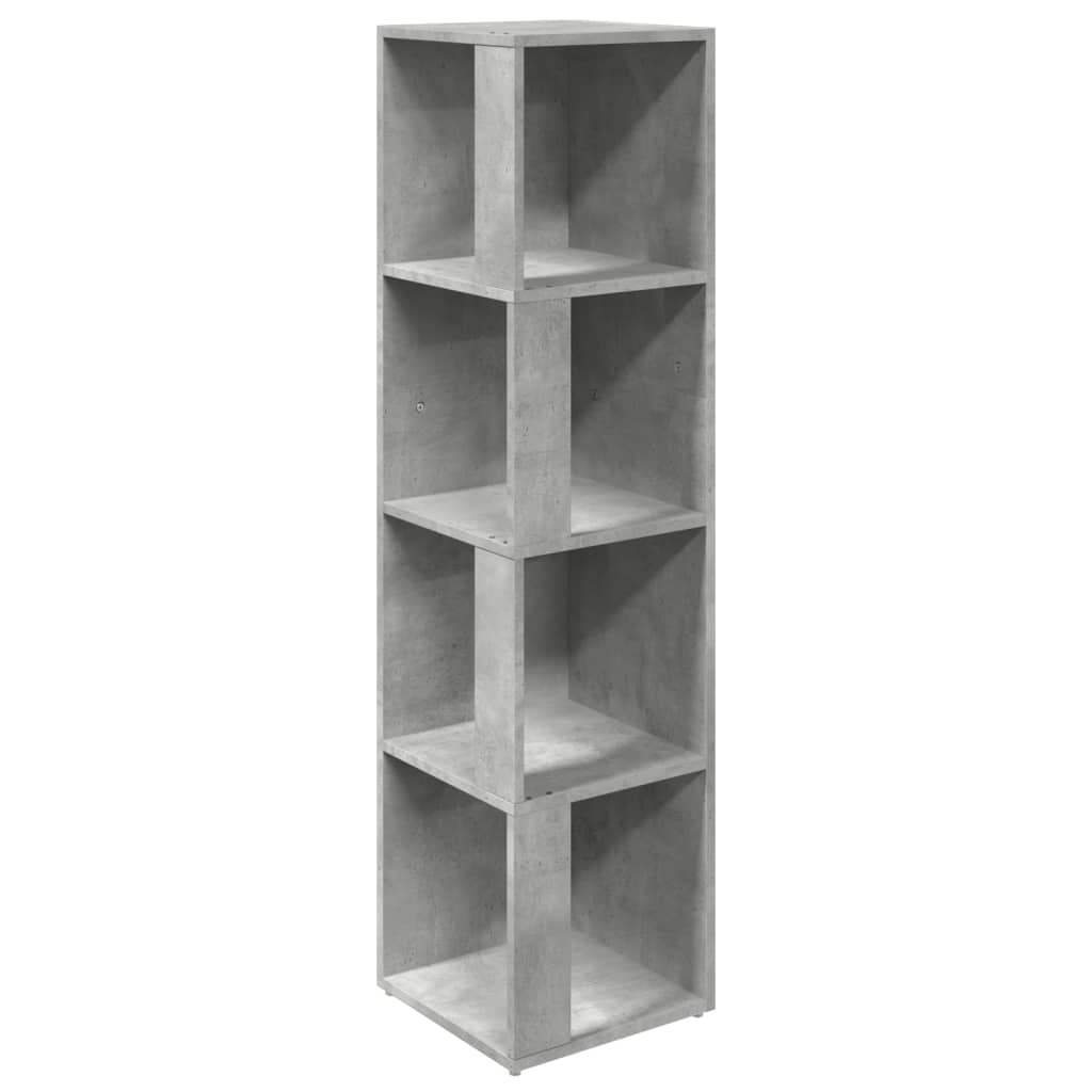 hjørnereol 33x33x132 cm konstrueret træ betongrå