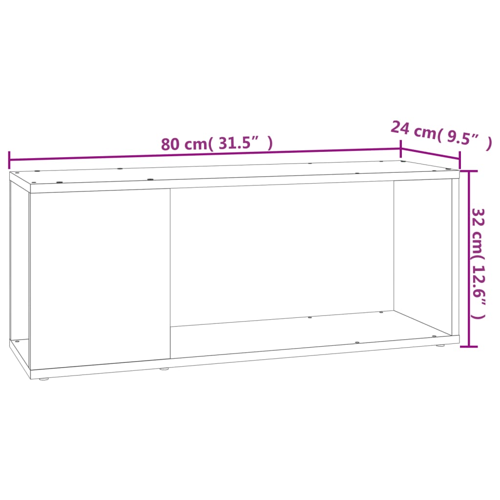 tv-bord 80x24x32 cm konstrueret træ hvid