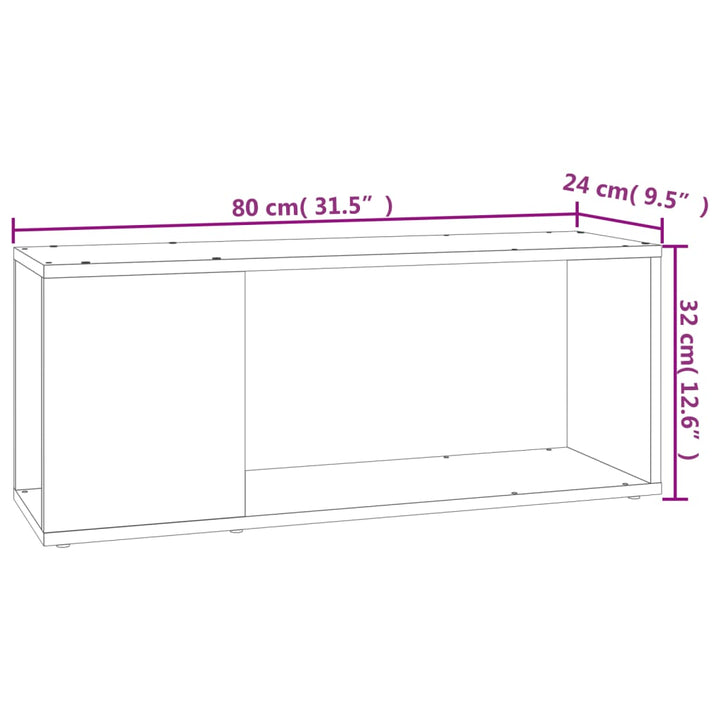 tv-bord 80x24x32 cm konstrueret træ hvid