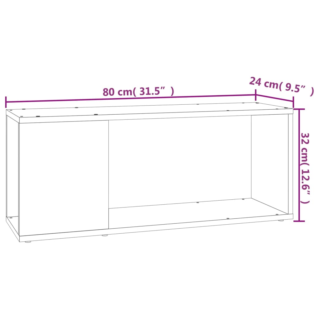 tv-bord 80x24x32 cm konstrueret træ sonoma-eg