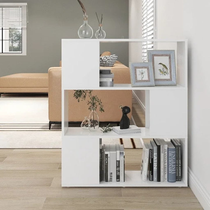 bogreol/rumdeler 80x24x94 cm konstrueret træ hvid